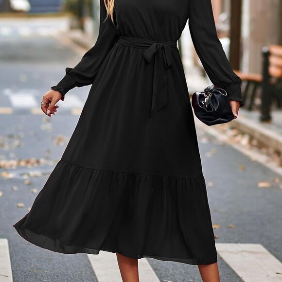 Versatile Floral Boho Maxi Dress - Long Sleeve V-Neck for Weddings & Vacations - Picture 6 of 6